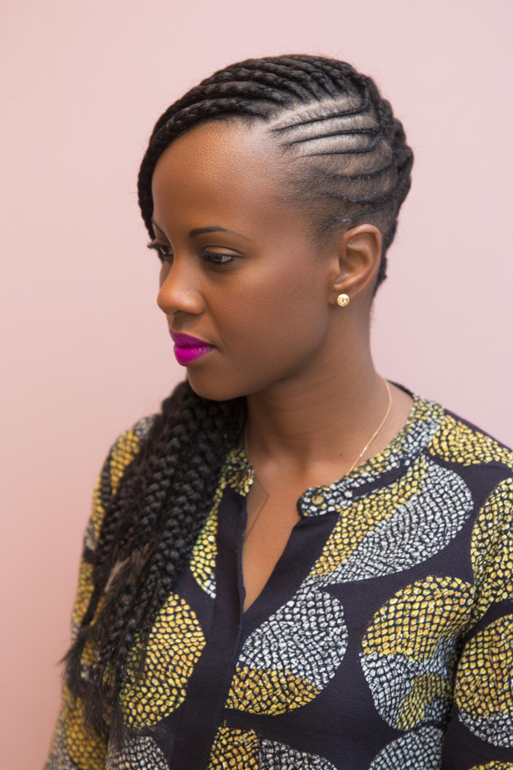 5. Side-Swept Braided Cornrow Hairstyles with Deep Diagonal Parts