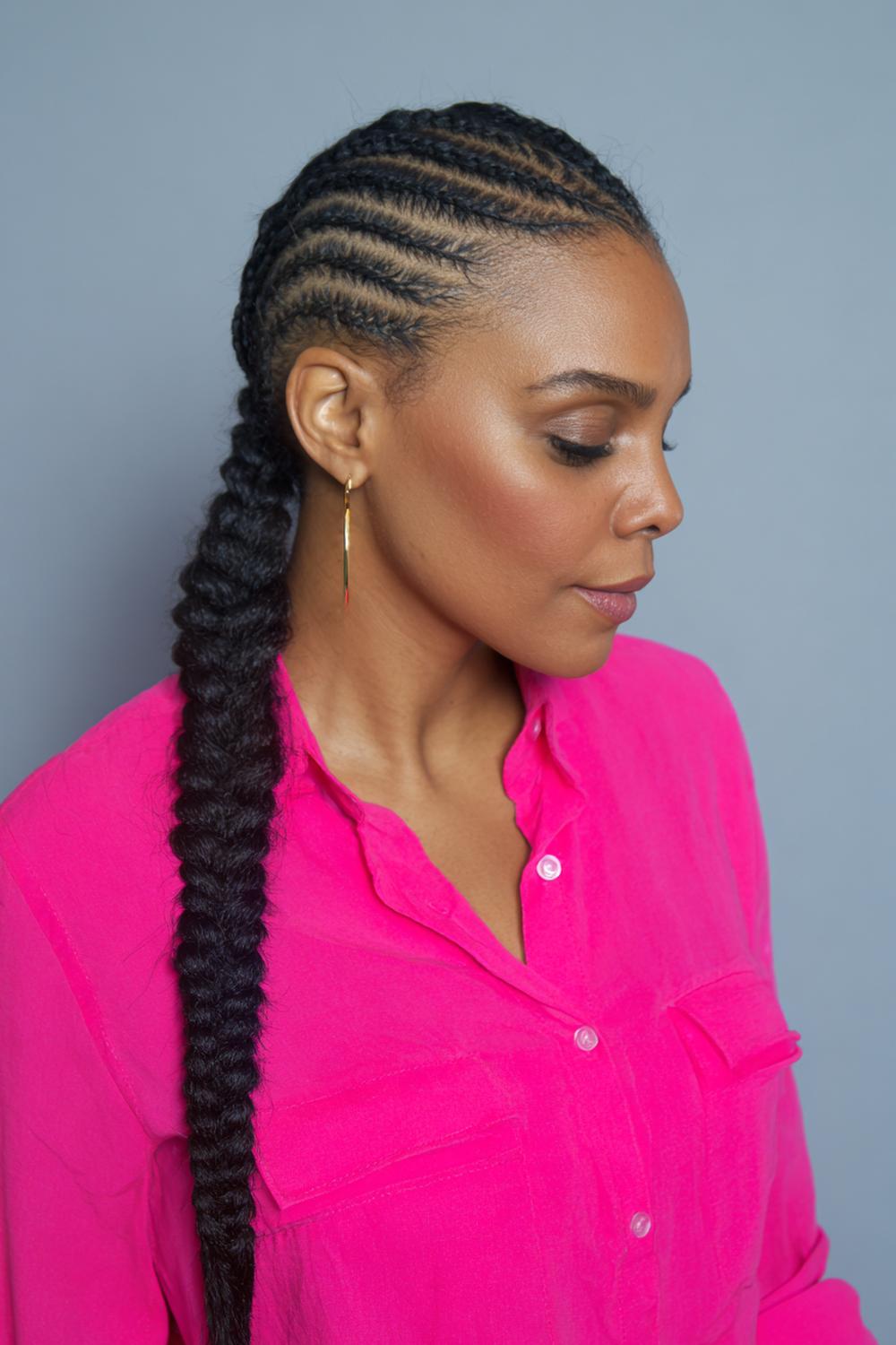 7. Stitch Braided Cornrow Hairstyles with Ultra-Defined Part Lines