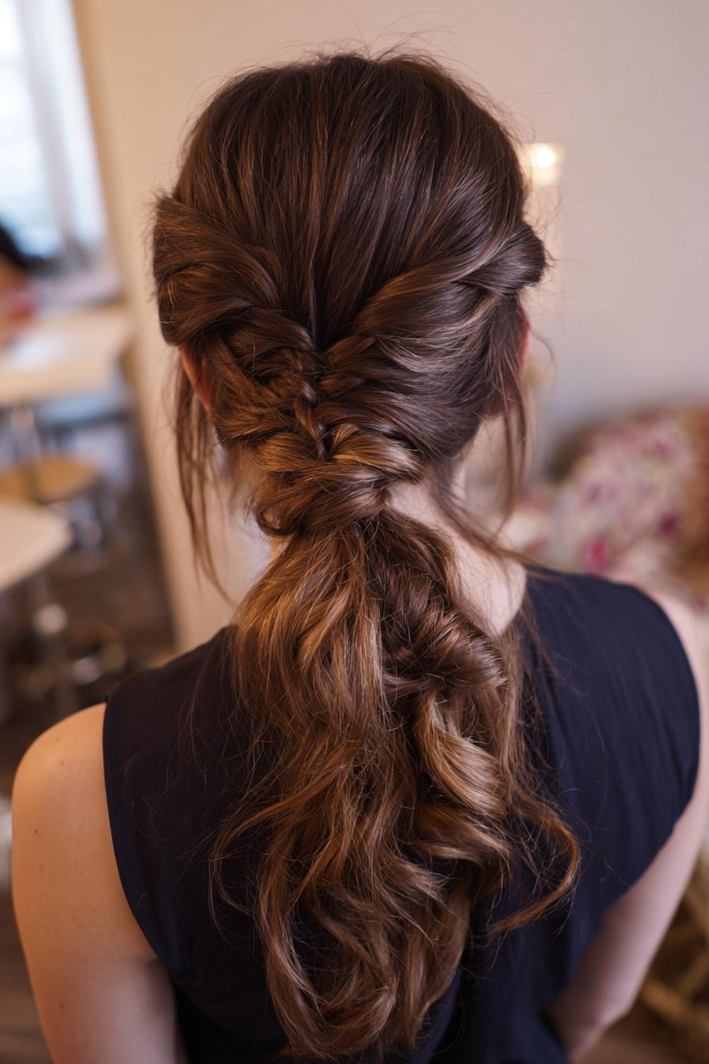 11. Rope Twist Braided Ponytail with Minimalist Finish
