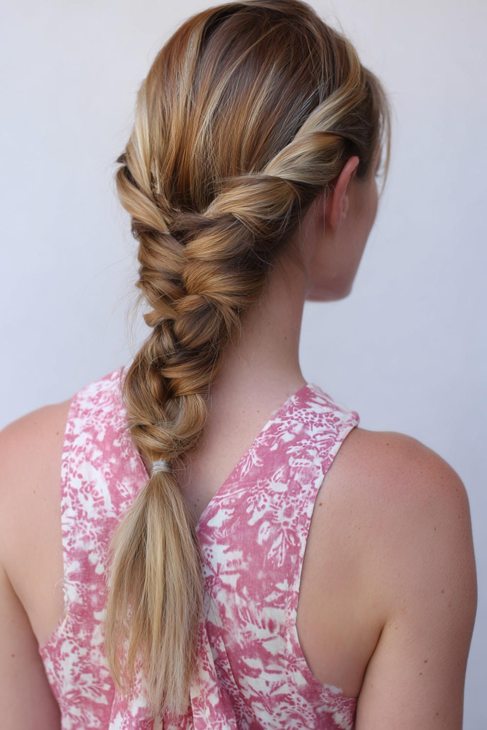 14. Scarf-Wrapped Braided Ponytail for Breezy Summer Braids