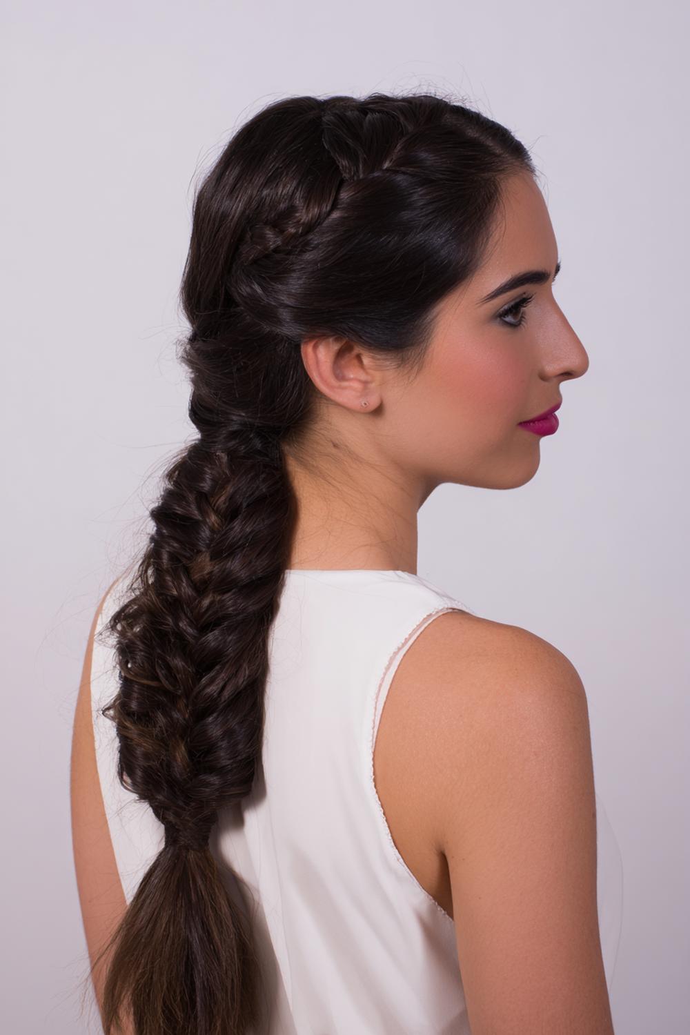 19. Braided Ponytail with Zigzag Part and Gloss Finish