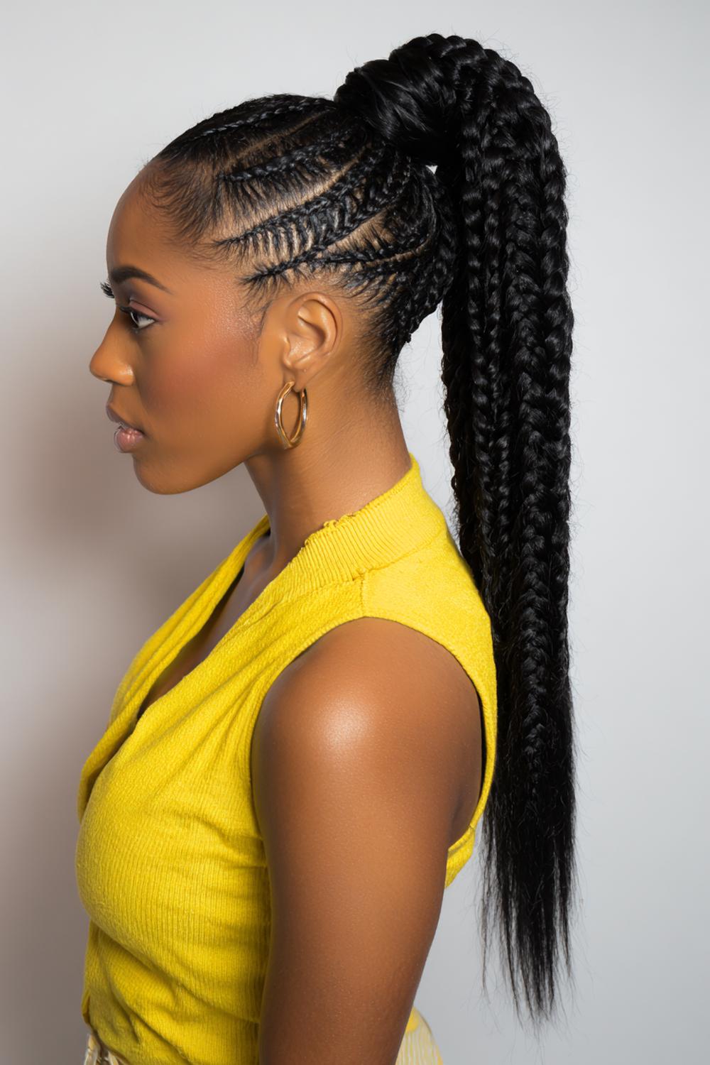 21. Knotted Braided Ponytail with Clean Sectioning