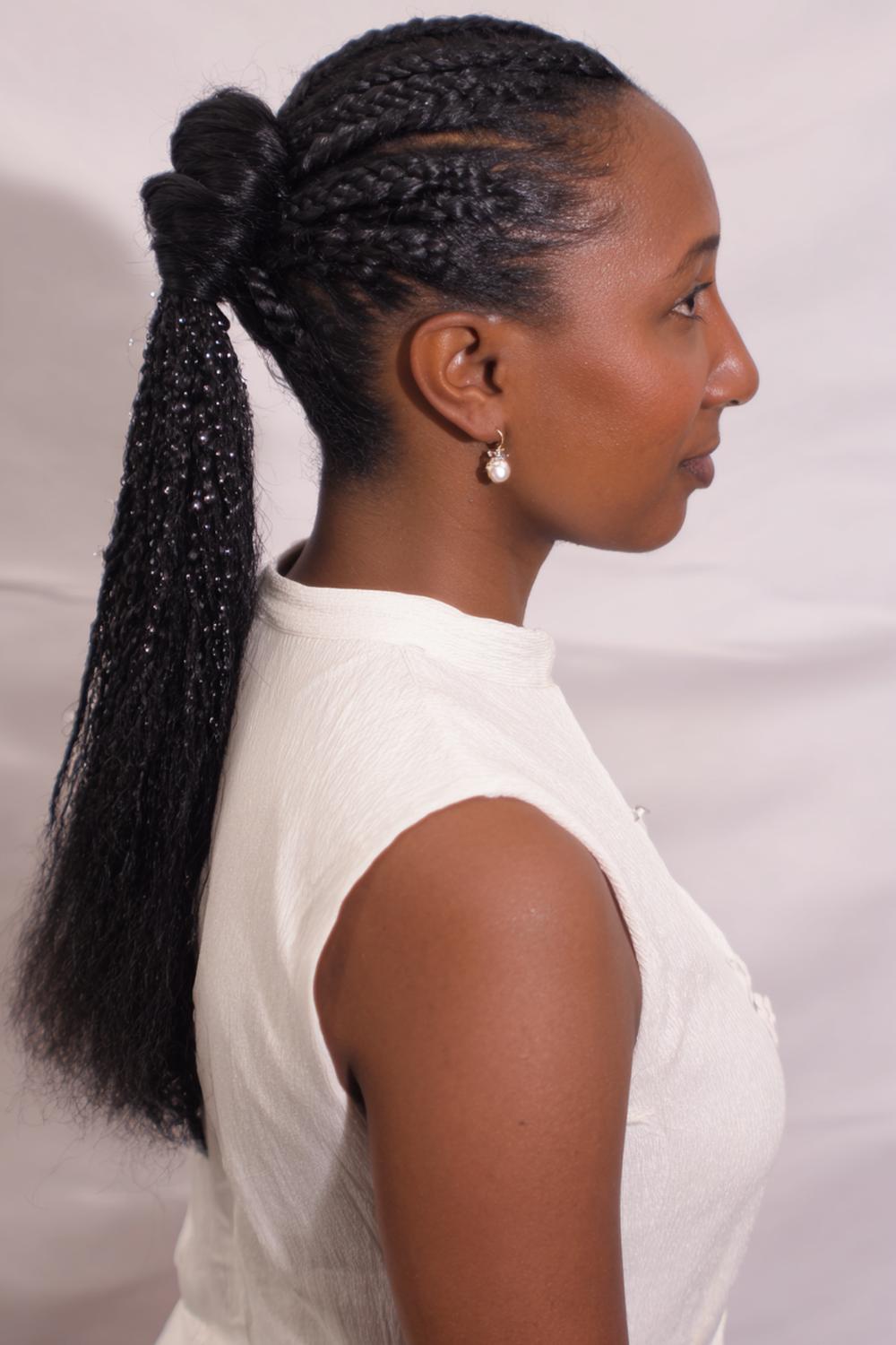 23. Braided Ponytail with Braided Base Coil and Pins