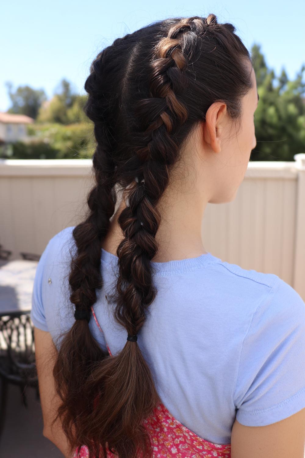 8. Boxer Braids into Long Braided Ponytail Extension