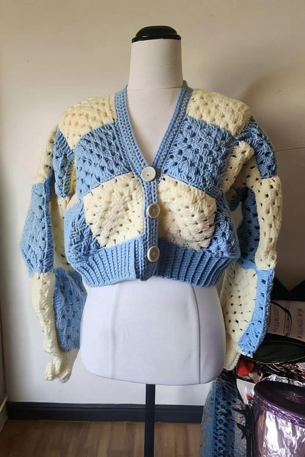 Blue Cream Granny Squares