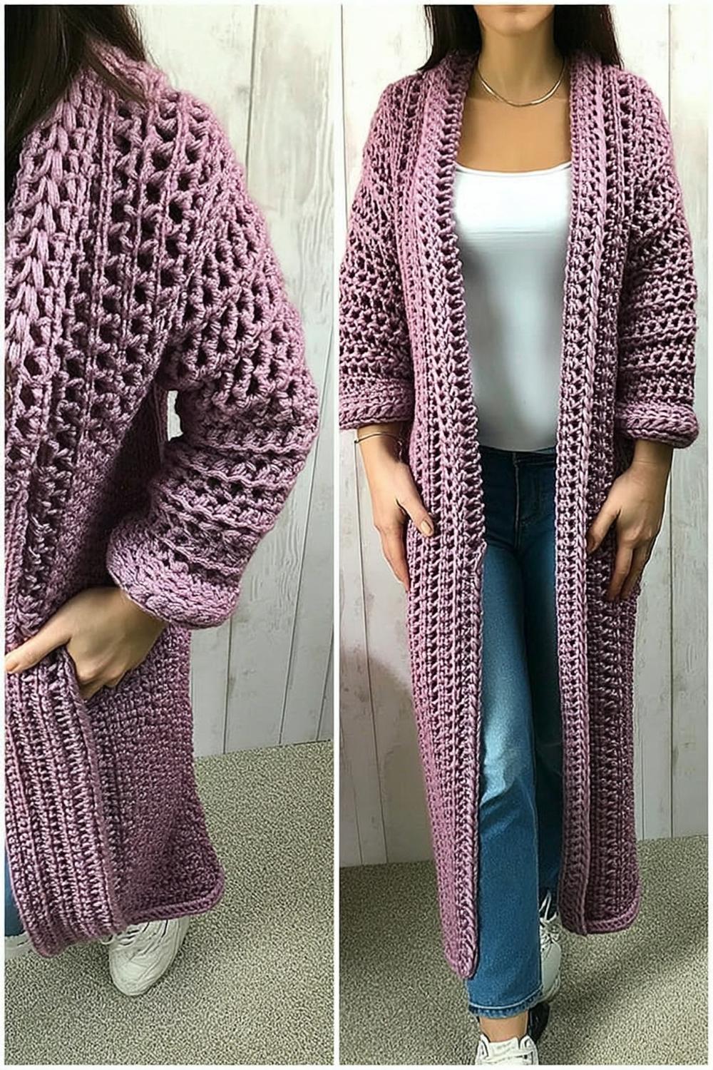 Mauve Long Textured Coat