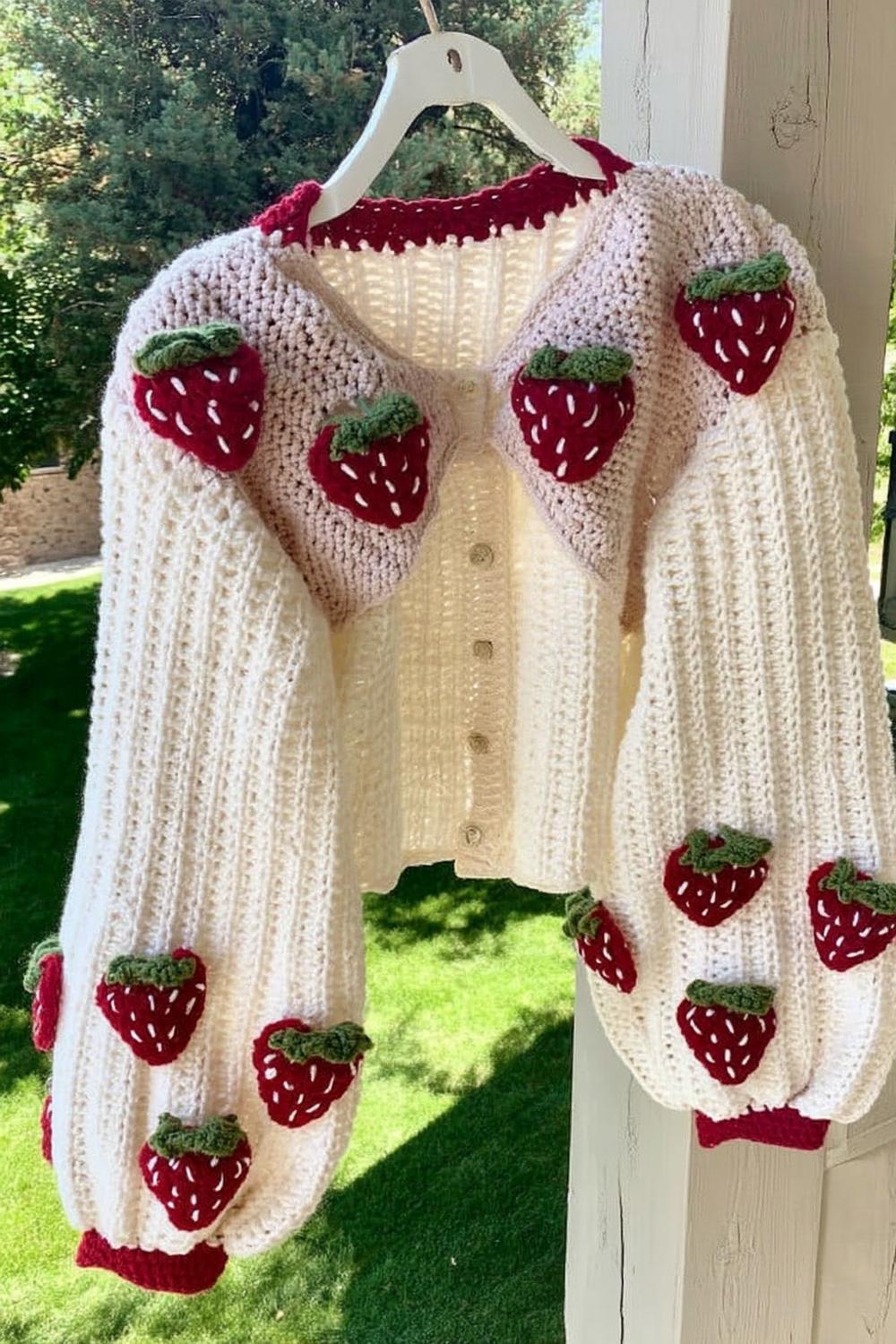 Whimsical Strawberry Cardigan