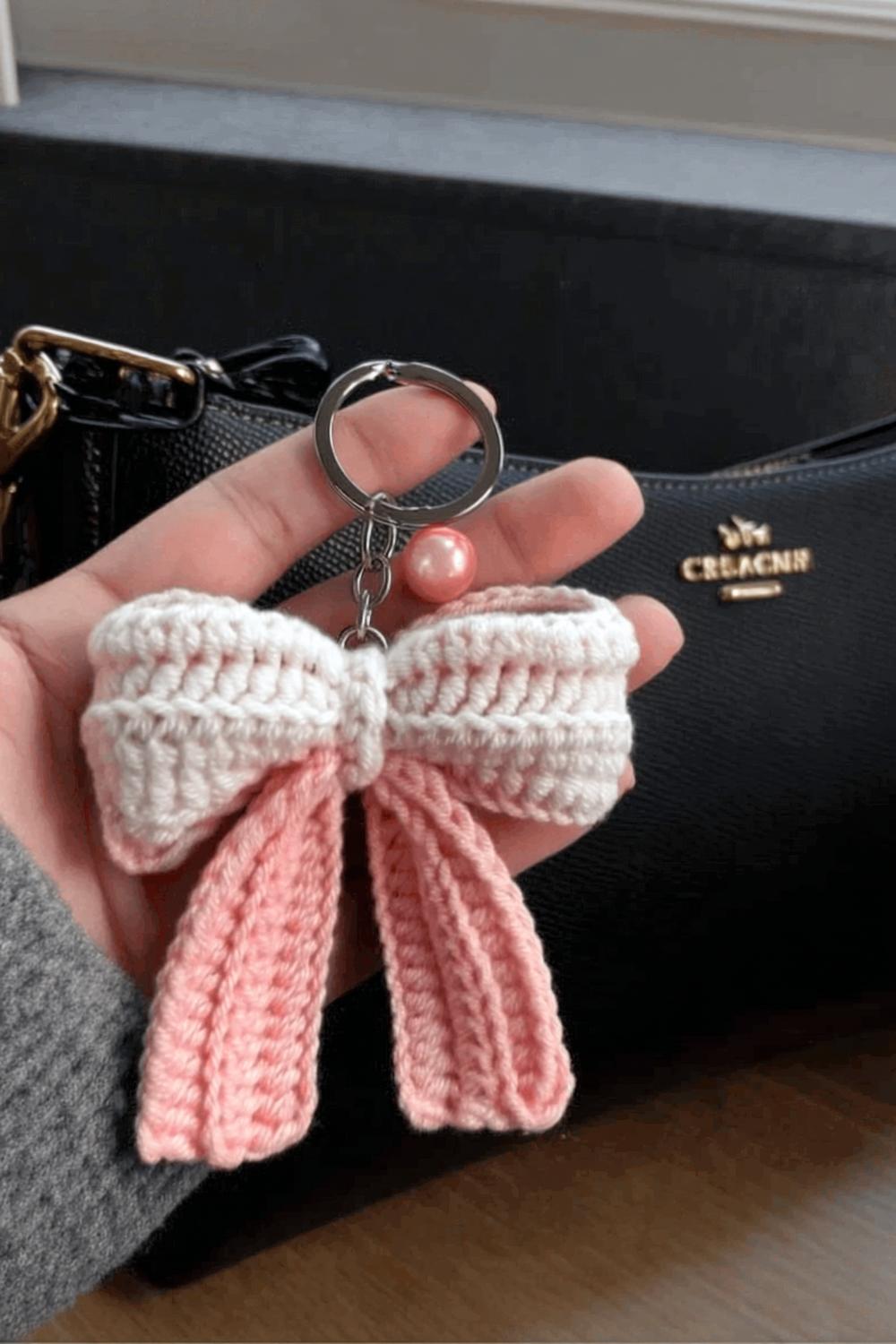 Pink Bow Keychain