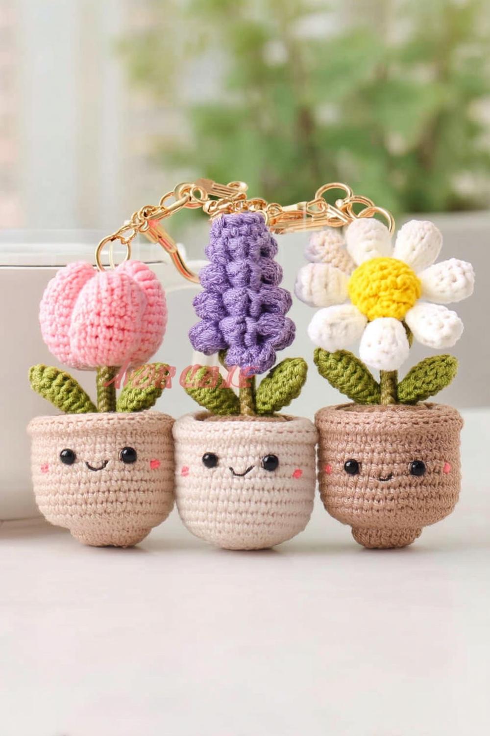 Kawaii Flower Pot Keychains