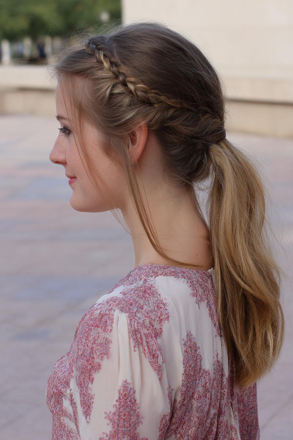 14. Cute braided hairstyles: Side Dutch braid into loose ponytail