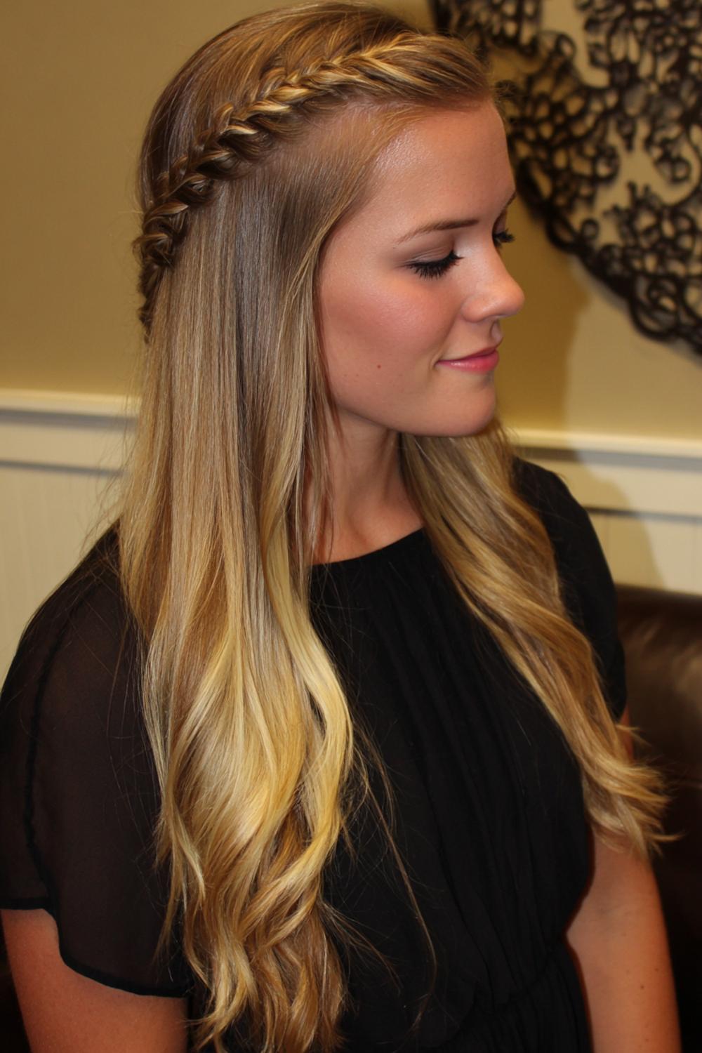 18. Cute braided hairstyles: Ladder braid along one side with sleek ends