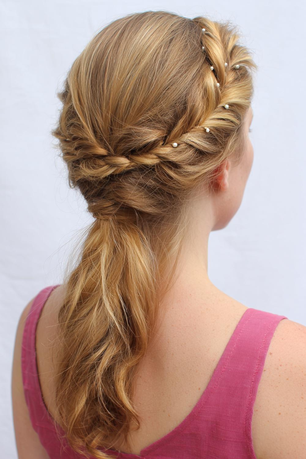 22. Cute braided hairstyles: Crown-to-nape braid with hidden pins
