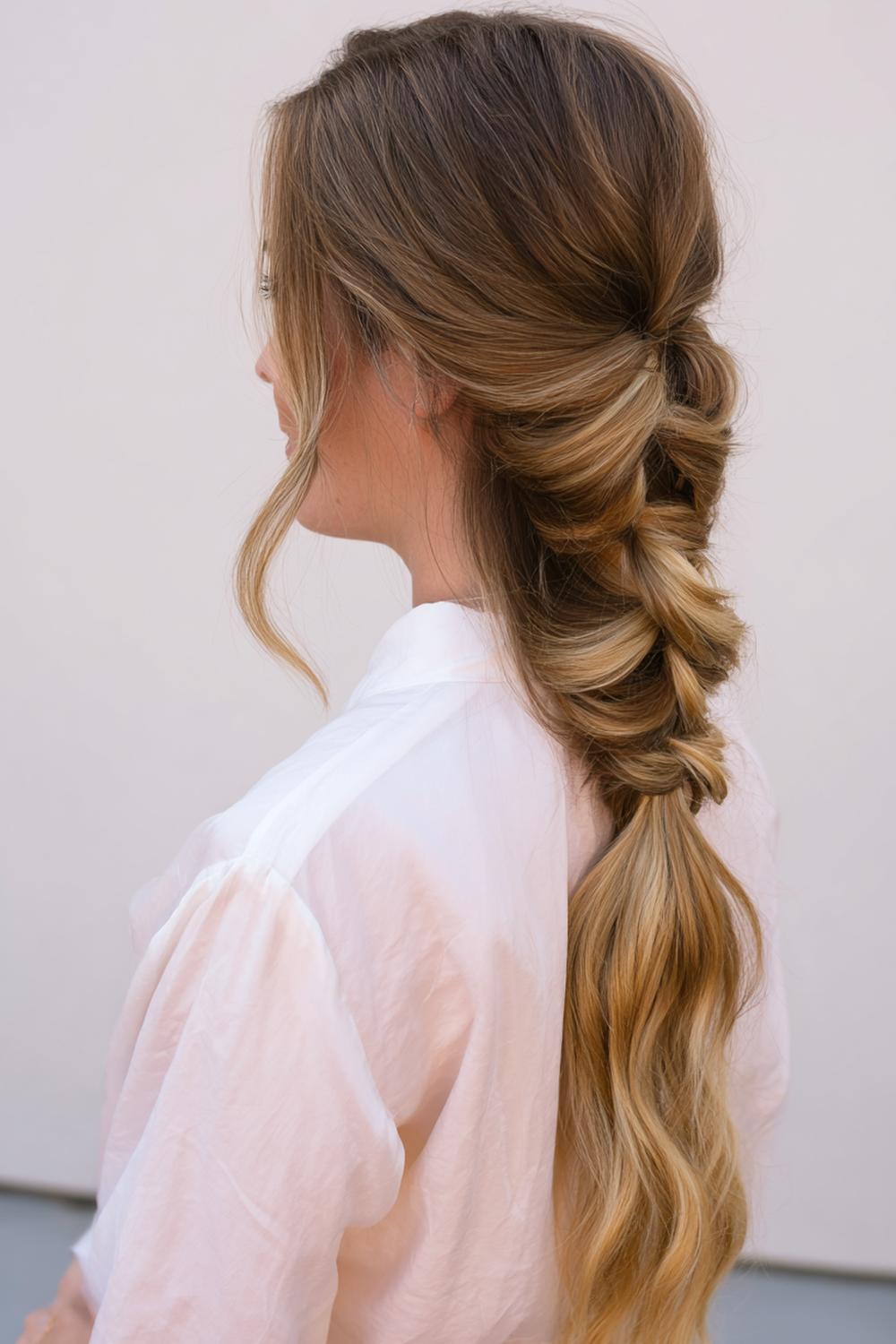 24. Cute braided hairstyles: Loose pull-through braid with soft volume