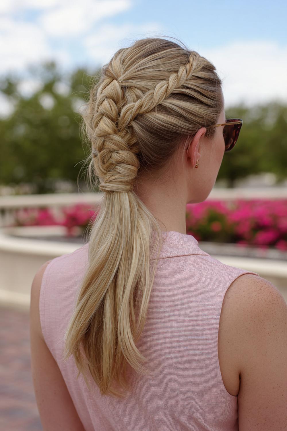 25. Cute braided hairstyles: Braided ponytail with braided side panels