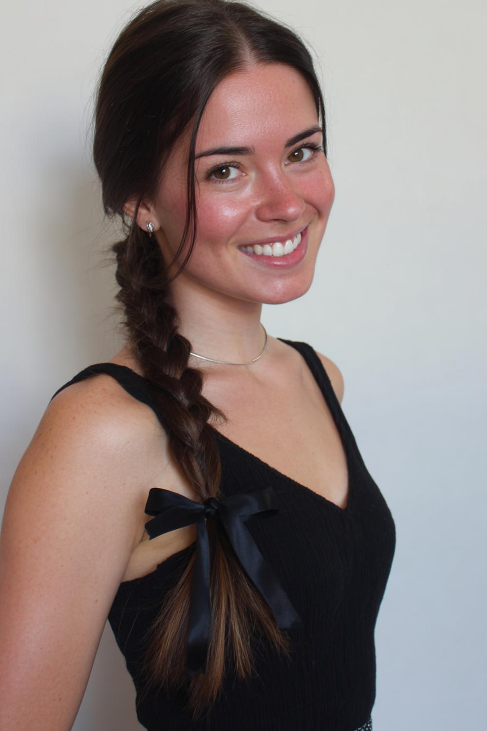 3. Cute braided hairstyles: Low braided ponytail with ribbon tie