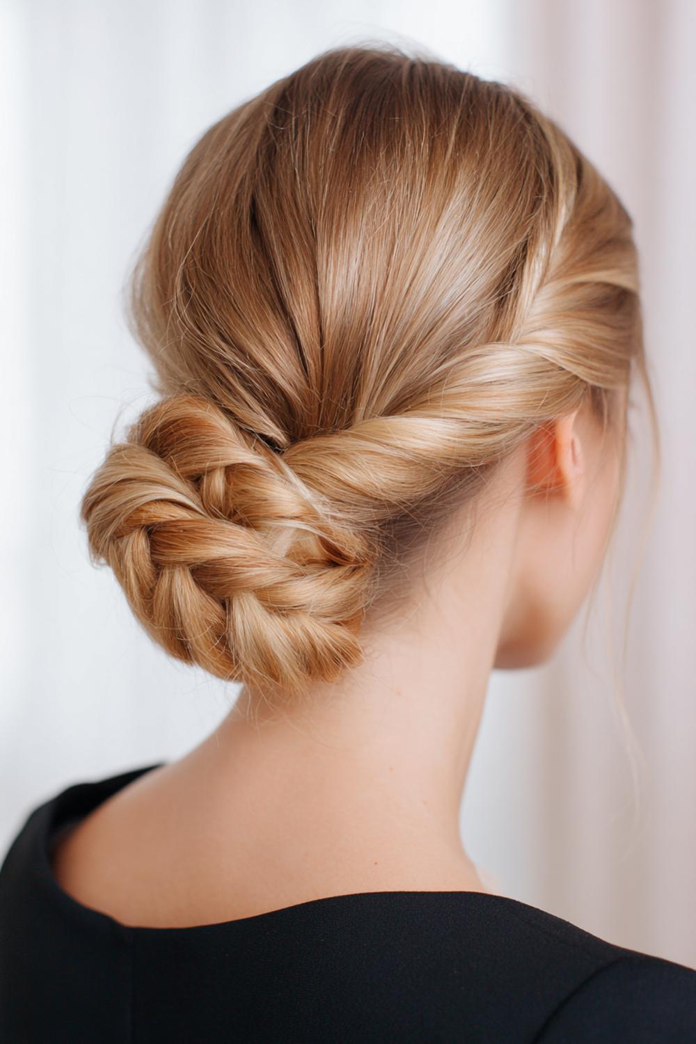 9. Cute braided hairstyles: French braid into a sleek low bun