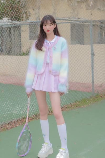 10. Cute Outfits 2026 with Pastel Cardigan and Tennis Skirt