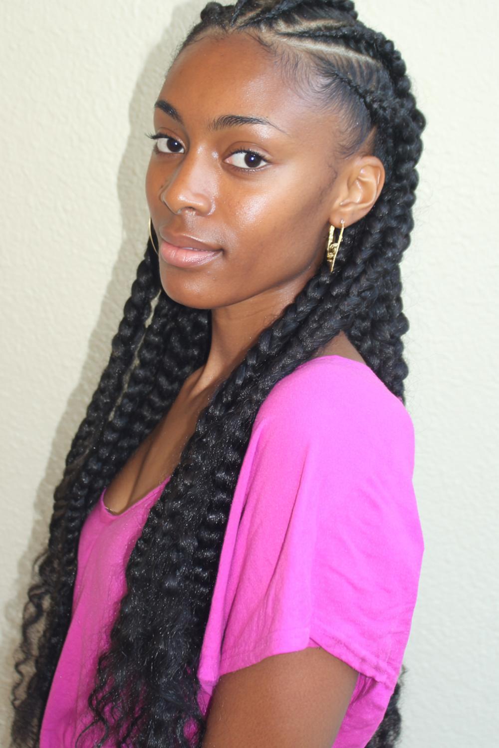 13. Knotless Braids Hairstyles with French Braids Front Panel