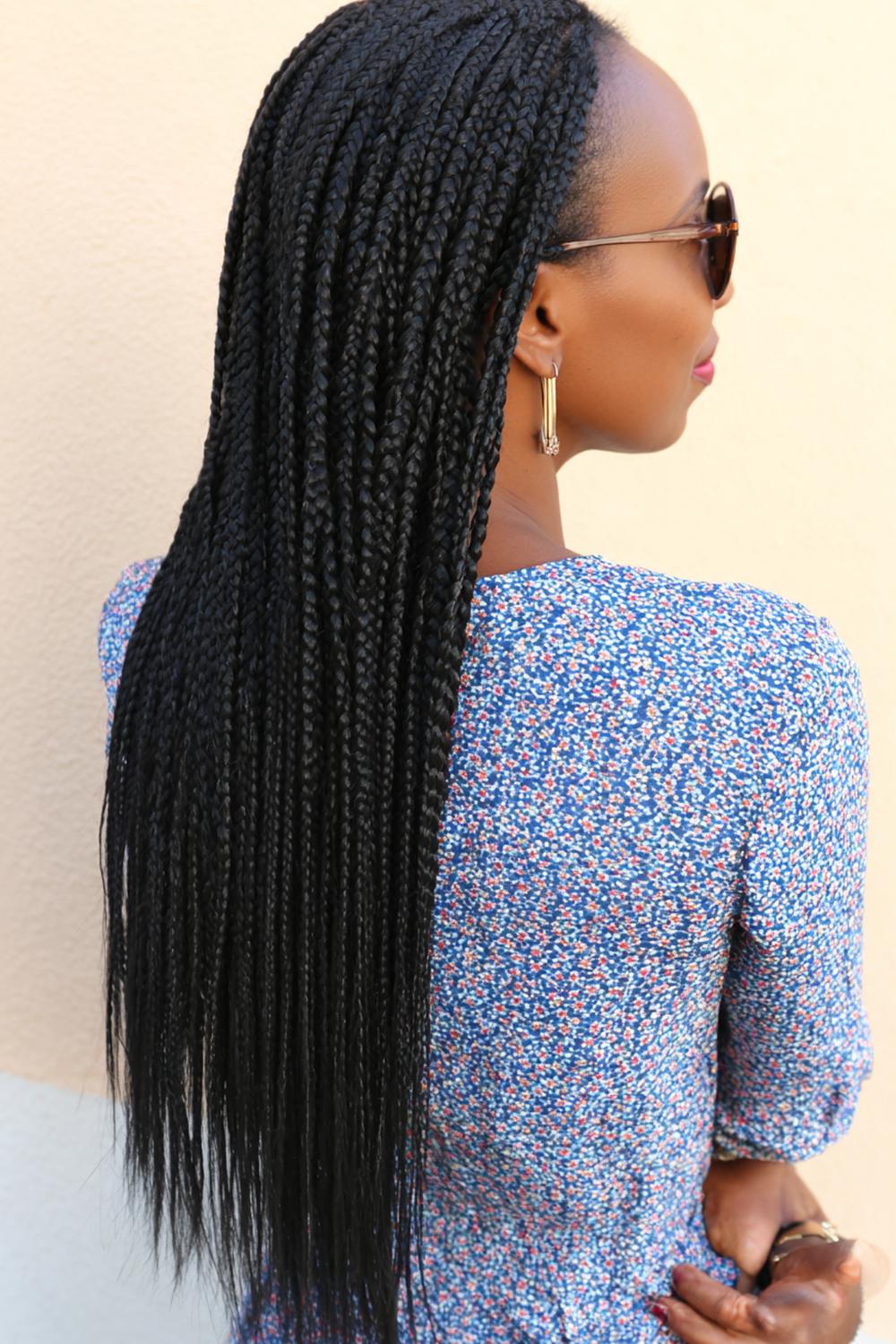 31. Knotless Braids Hairstyles with Minimalist Glossy Straight-Back Length