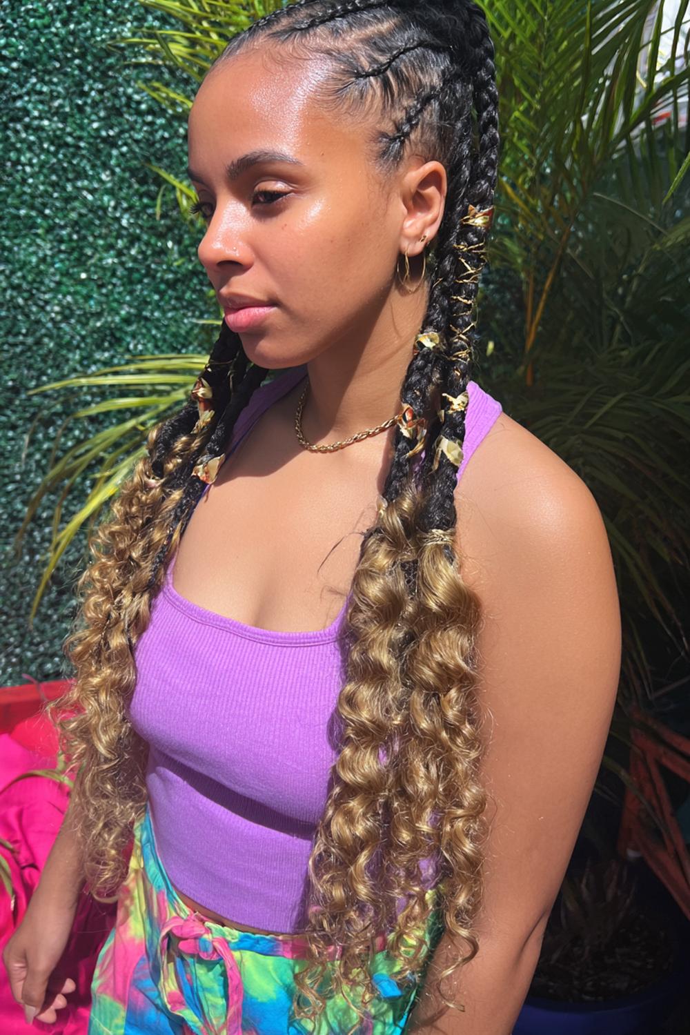 9. Knotless Braids Hairstyles with Curly Ends for Soft Summer Braids