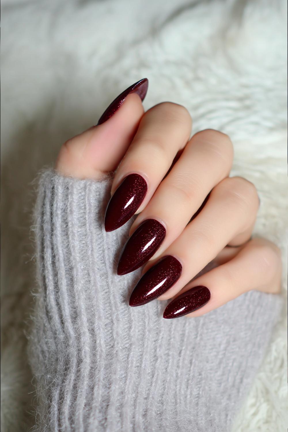 27 Acrylic Nail Designs - Cherry, Maroon & Elegant Ideas