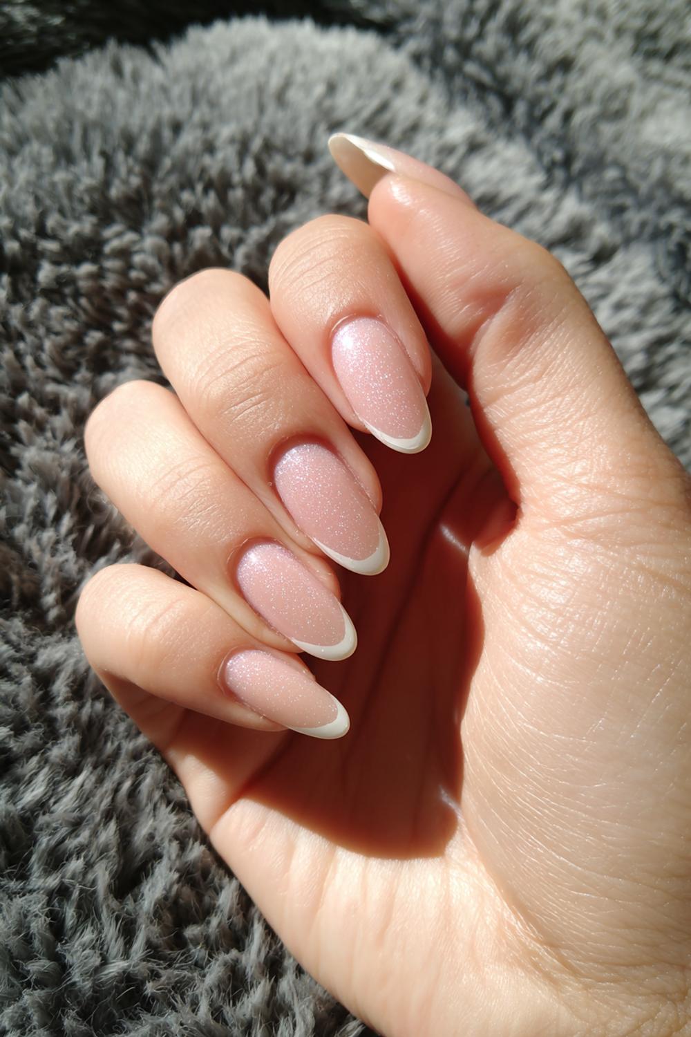 11. Nails and toes matching in Latte Beige with Soft-Edge French Detail
