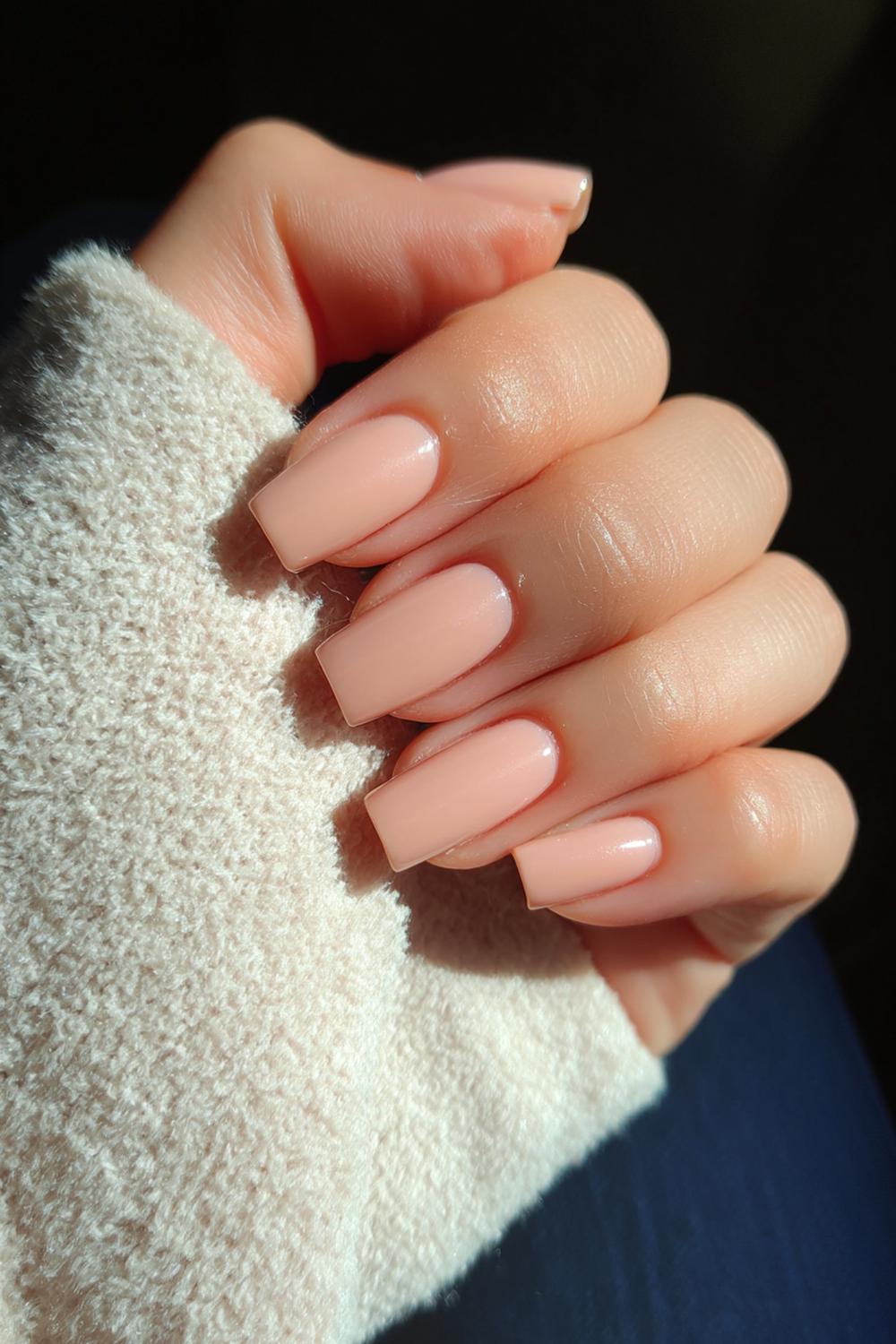 18. Nails and toes matching in Peachy Nude with Glossy Cuticle Highlight