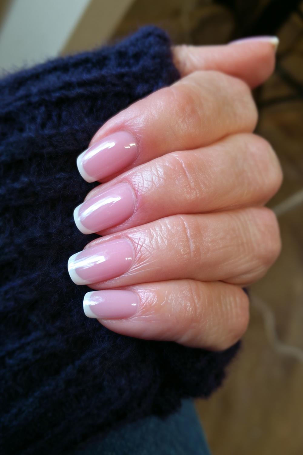 1. Basic Nails Micro Black French Tip on Sheer Pink