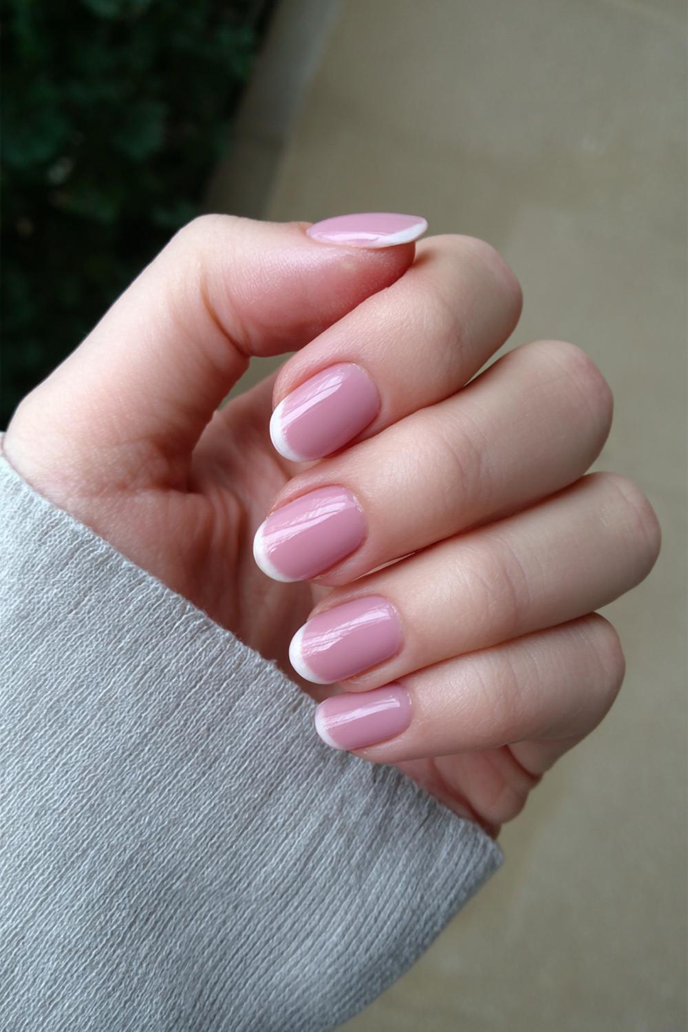 11. Nails No French Tips: Dusty Rose Cream with Rounded Short Shape