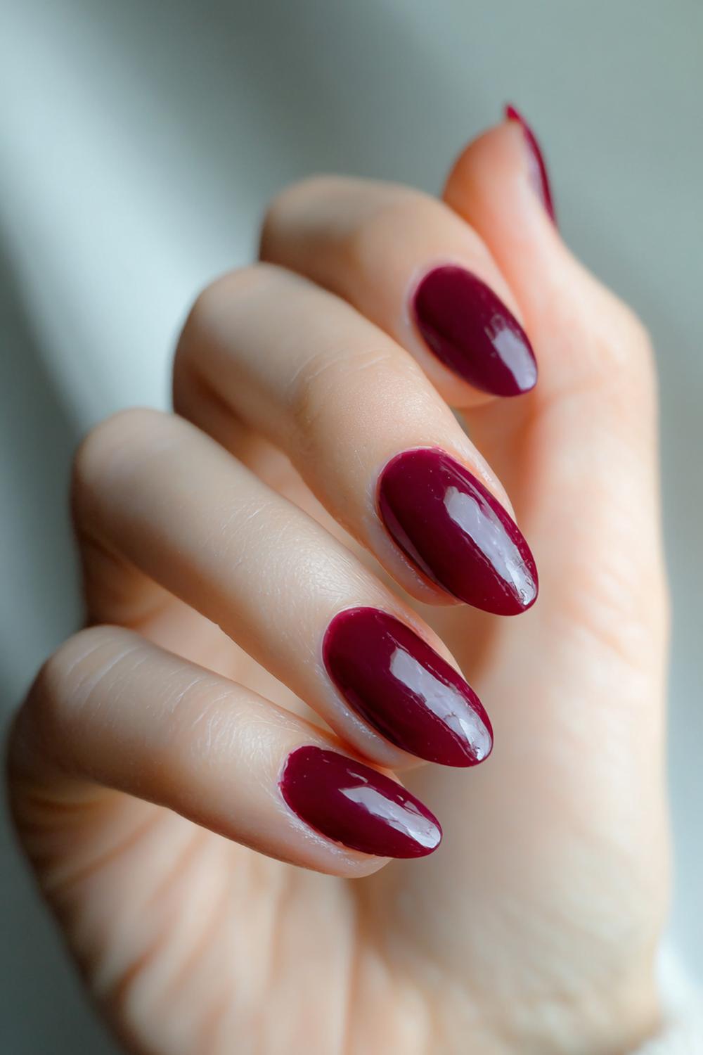 22. Nails No French Tips: Wine Red Jelly for Depth and Shine