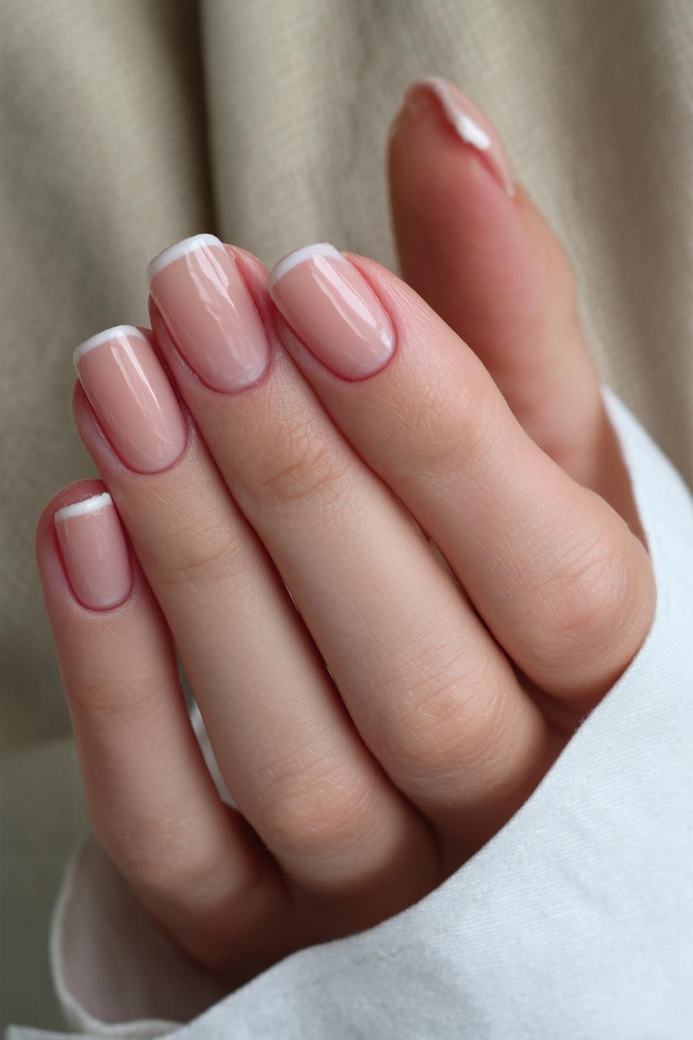 23. Nails No French Tips: Small Square Nails Design in Glossy Nude