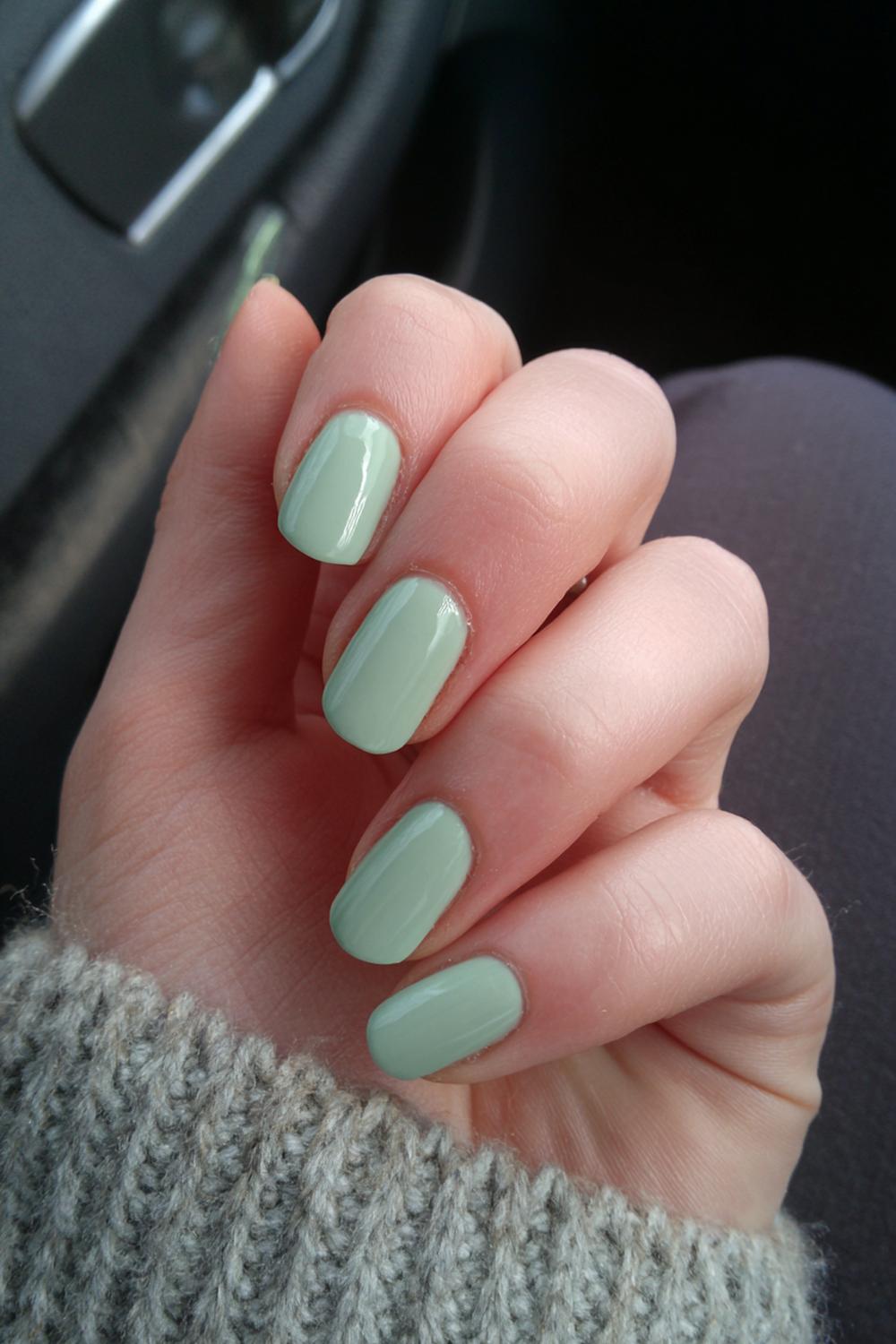 28. Nails No French Tips: Sage Green Short Nails with Velvety Gloss