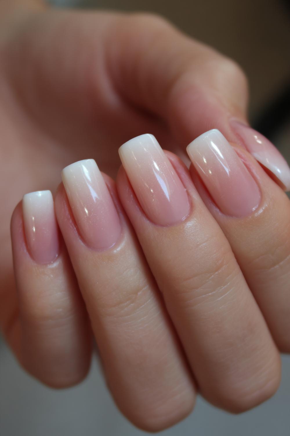 29. Nails No French Tips: Peachy Nude Ombre “Blurred Fade”