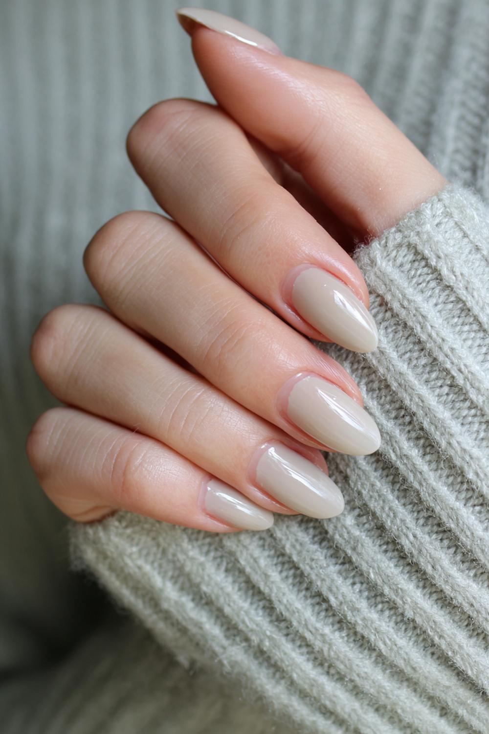 3. Nails No French Tips: Cool Greige with Micro-Gloss Topcoat