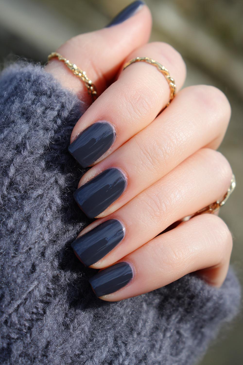 6. Nails No French Tips: Charcoal Ink Short Nails with Clean Edges