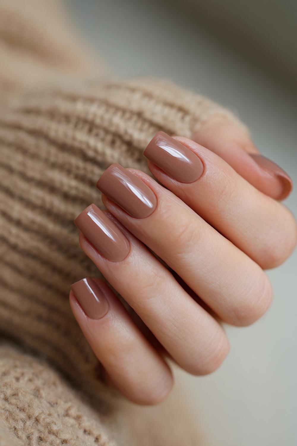 7. Nails No French Tips: Cocoa Brown Gloss for Cozy Minimalists