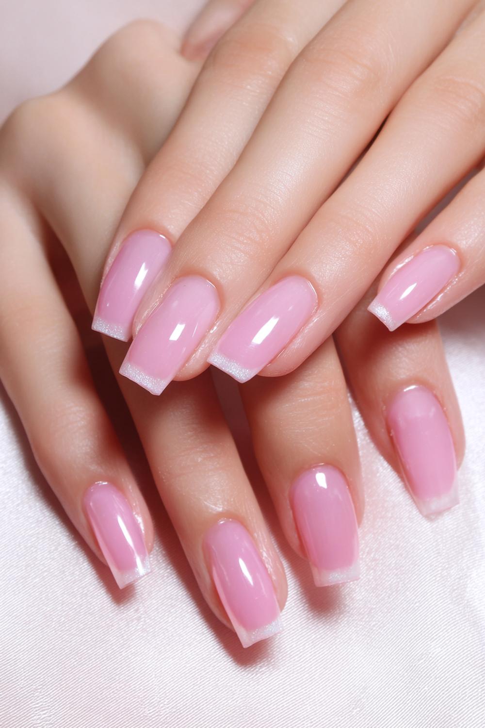 9. Nails No French Tips: Pink-Tinted Clear with High Shine