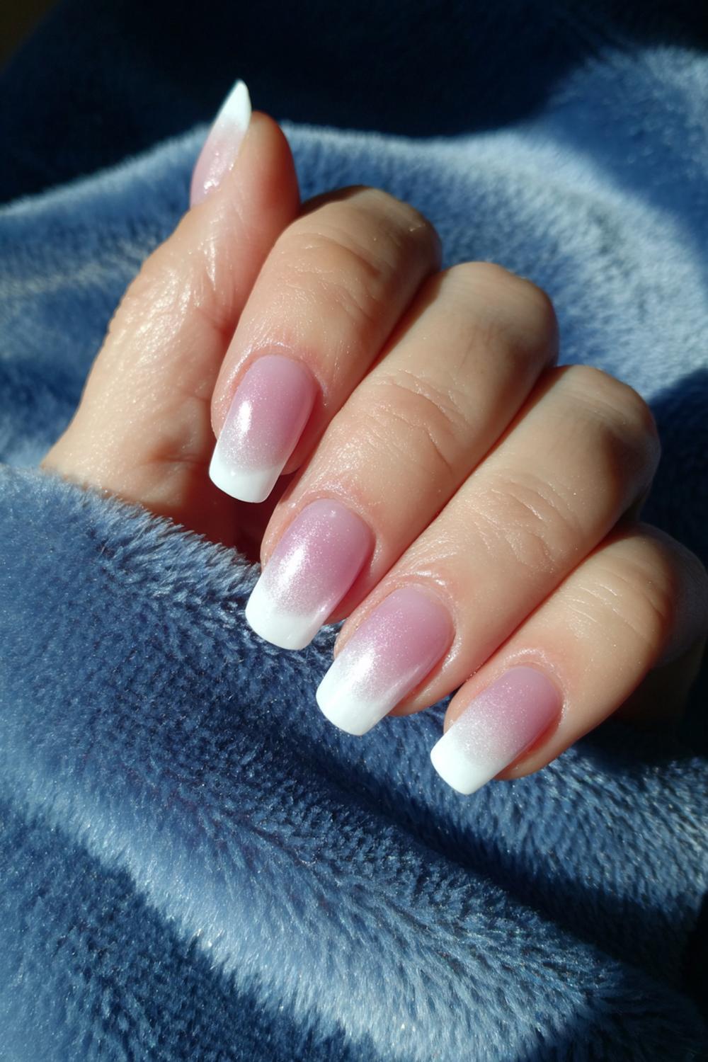 3. Ombre Nails With French Tip in Crisp White Border