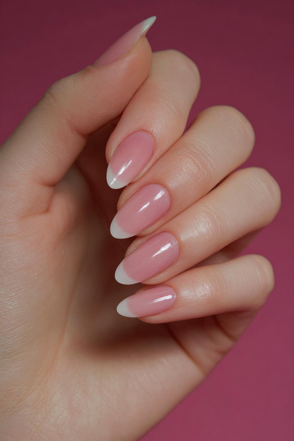 1. French Baby Pink Micro-Tip with Glossy Sheen