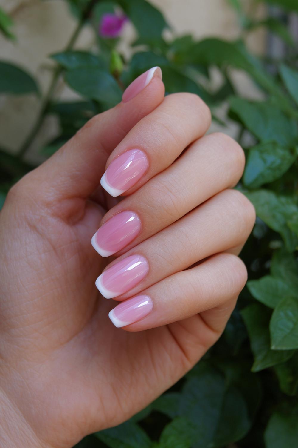 5. French Tip Baby Pink with Milky Jelly Base