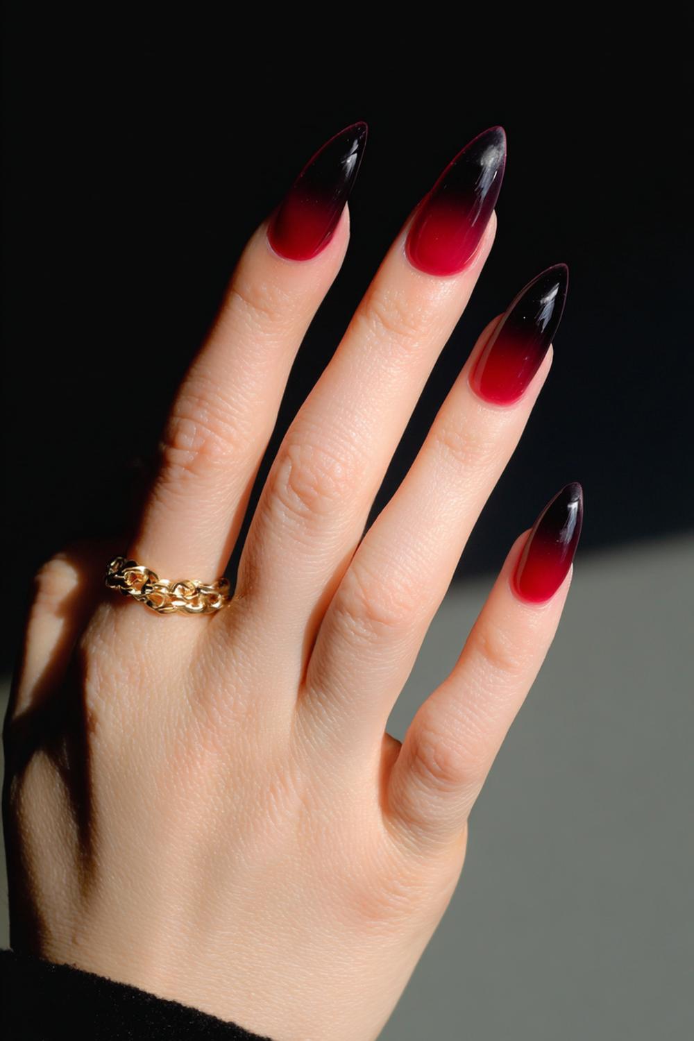 12. Vampire Nails Black-to-Red Aura Glow Center