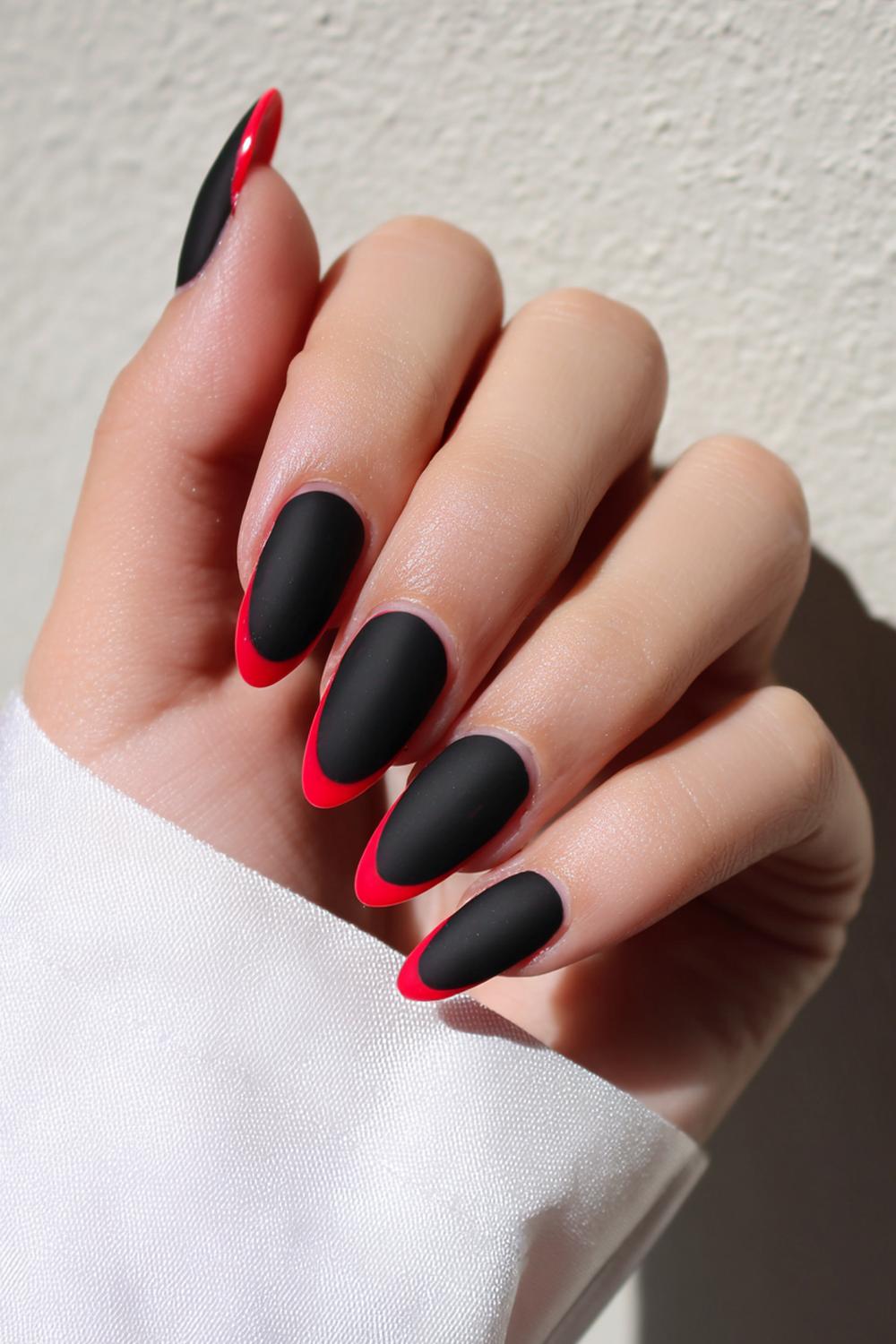 15. Dope Nails Black Matte with Red Glossy Cuticle Drip