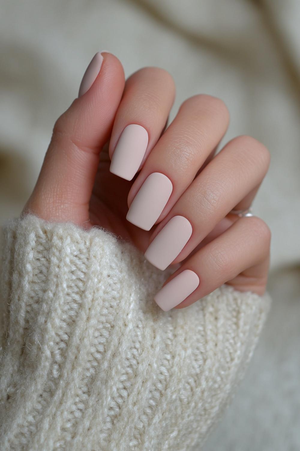 10. Matte Nude Short Nails with Velvety Texture