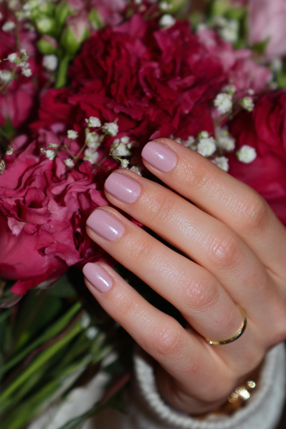 12. Short Nails February Dusty Rose with Soft Romance