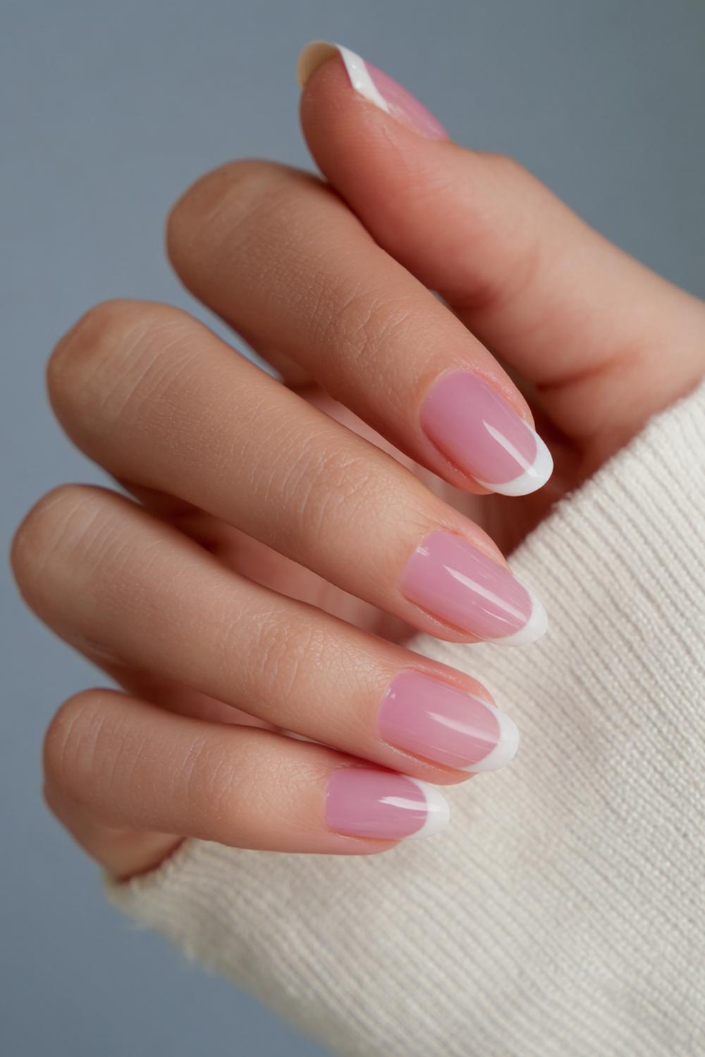 13. Simple Office Nails in Sheer Pink with Crisp Outline