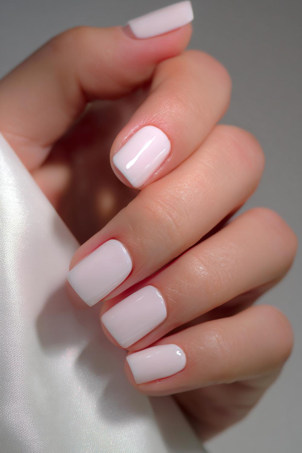 5. Creamy Ivory Short Nails with High Shine