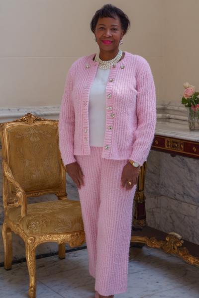 15. Old money outfits 2026 with a knit twinset and pearl-button detailing