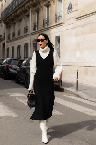 17. Outfits Aesthetic 2026: Layered Turtleneck Outfit under Slip Dress in Winter