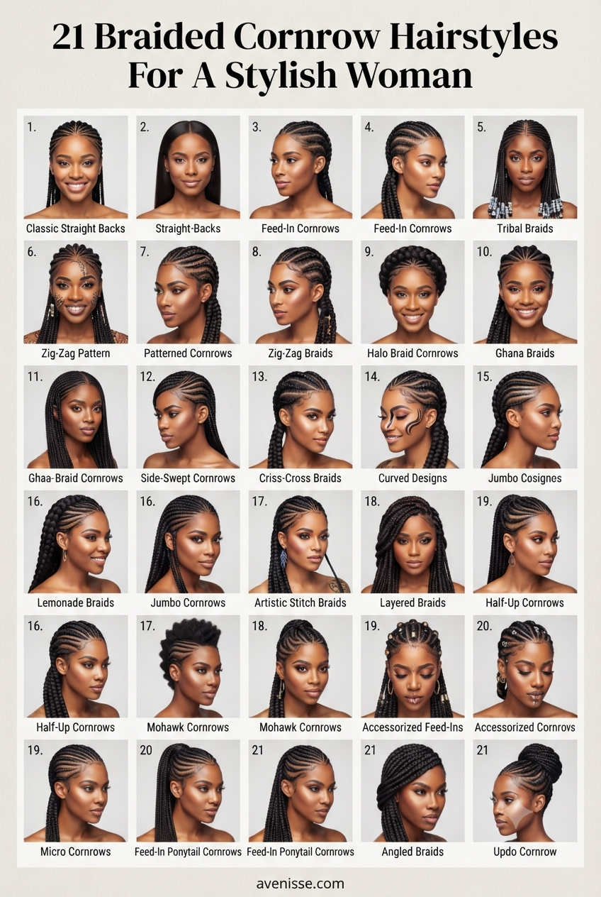 21 Braided Cornrow Hairstyles For A Stylish Woman