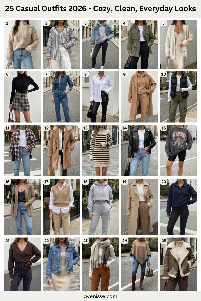 25 Casual Outfits 2026 - Cozy, Clean, Everyday Looks